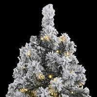 vidaXL Artificial Hinged Christmas Tree 300 LEDs & Flocked Snow 70.9