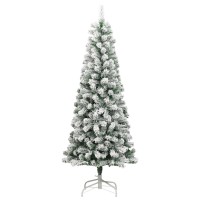 vidaXL Artificial Hinged Christmas Tree 300 LEDs & Flocked Snow 70.9