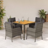 vidaXL 5 Piece Patio Dining Set with Cushions Gray Poly Rattan