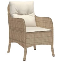 vidaXL 7 Piece Patio Dining Set with Cushions Beige Poly Rattan