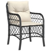 vidaXL 3 Piece Bistro Set with Cushions Black Poly Rattan