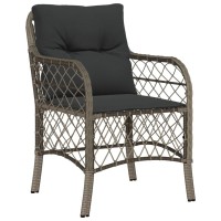 vidaXL 3 Piece Bistro Set with Cushions Gray Poly Rattan