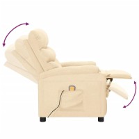 vidaXL Massage Recliner Cream Fabric