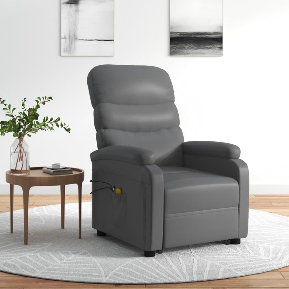 Vidaxl Stand-Up Massage Recliner Anthracite Faux Leather