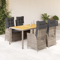 vidaXL 5 Piece Patio Dining Set with Cushions Gray Poly Rattan