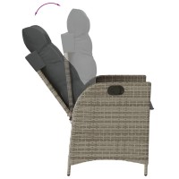 vidaXL 7 Piece Patio Dining Set with Cushions Gray Poly Rattan