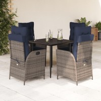 vidaXL 5 Piece Patio Dining Set with Cushions Gray Poly Rattan