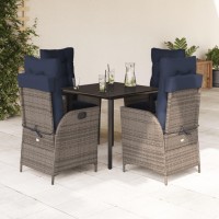 vidaXL 5 Piece Patio Dining Set with Cushions Gray Poly Rattan