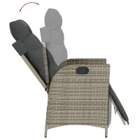 vidaXL 3 Piece Patio Dining Set with Cushions Gray Poly Rattan