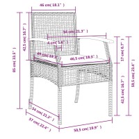 vidaXL 7 Piece Patio Dining Set with Cushions Gray Poly Rattan