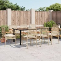 vidaXL 9 Piece Patio Dining Set with Cushions Beige Poly Rattan