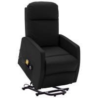 vidaXL Power Lift Massage Recliner Black Faux Leather