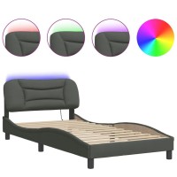 vidaXL Bed Frame with LED Lights Dark Gray 39.4