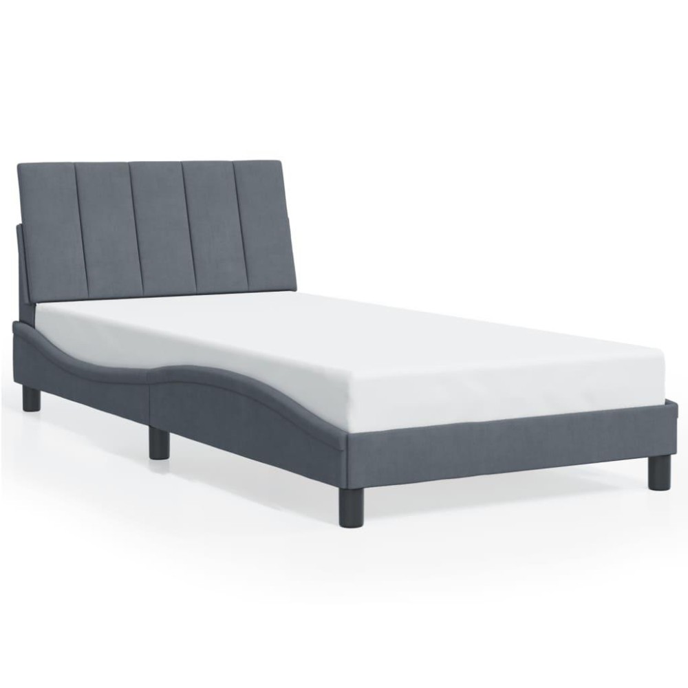 vidaXL Bed Frame with LED Lights Dark Gray 39.4