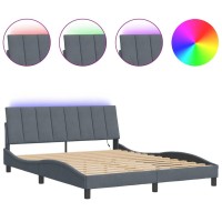 vidaXL Bed Frame with LED Lights Dark Gray 59.8