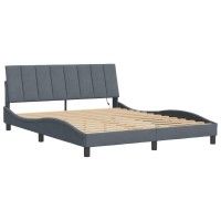 vidaXL Bed Frame with LED Lights Dark Gray 59.8