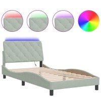 vidaXL Bed Frame with LED Lights Light Gray 39.4