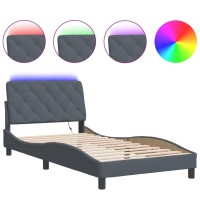 vidaXL Bed Frame with LED Lights Dark Gray 39.4