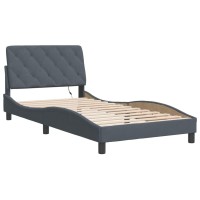 vidaXL Bed Frame with LED Lights Dark Gray 39.4