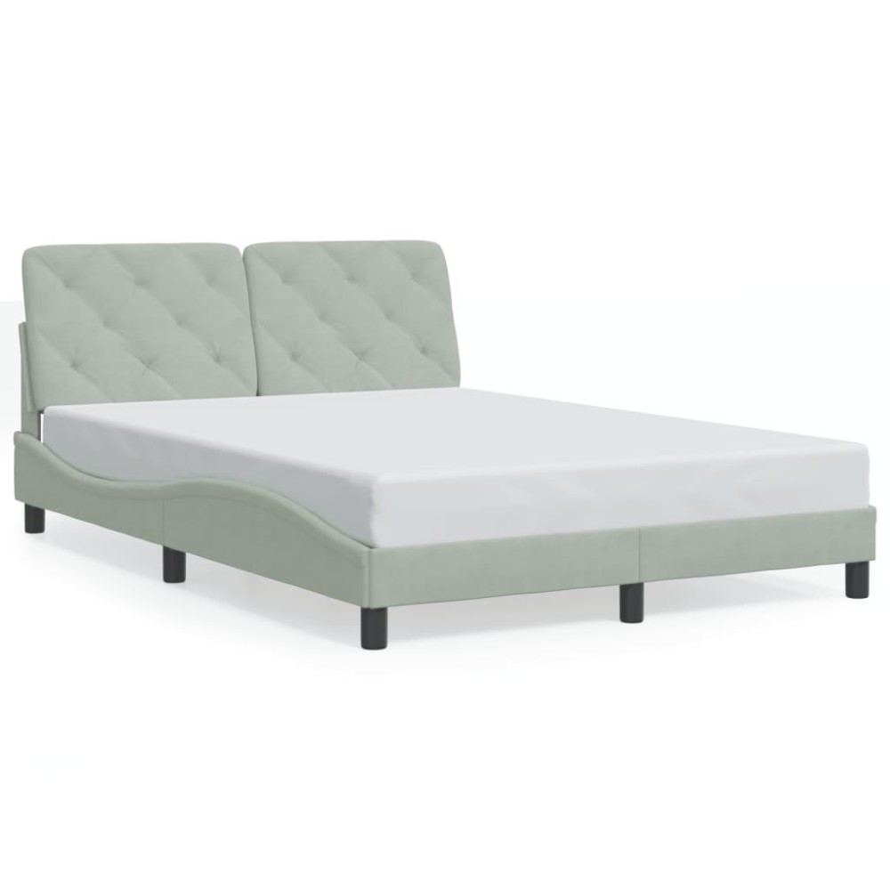 vidaXL Bed Frame with LED Lights Light Gray 53.9