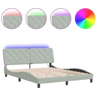 vidaXL Bed Frame with LED Lights Light Gray 59.8