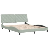 vidaXL Bed Frame with LED Lights Light Gray 59.8