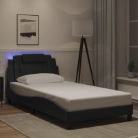 vidaXL Bed Frame with LED Lights Black 39.4