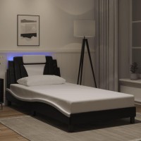 vidaXL Bed Frame with LED Lights Black and White 39.4