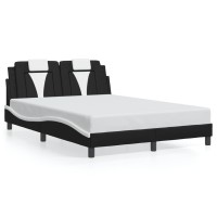 vidaXL Bed Frame with LED Lights Black and White 53.9