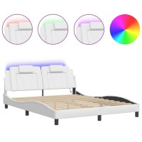 vidaXL Bed Frame with LED Lights White 59.8