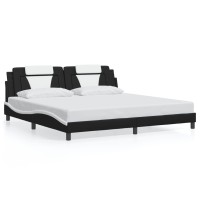 vidaXL Bed Frame with LED Lights Black and White 76