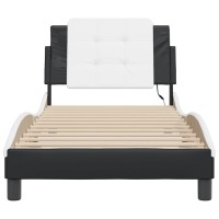 vidaXL Bed Frame with LED Light Black and White 39.4