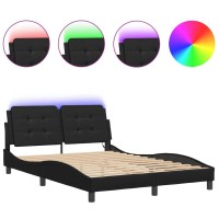 vidaXL Bed Frame with LED Light Black 53.9