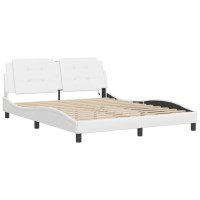 vidaXL Bed Frame with LED Light White 59.8