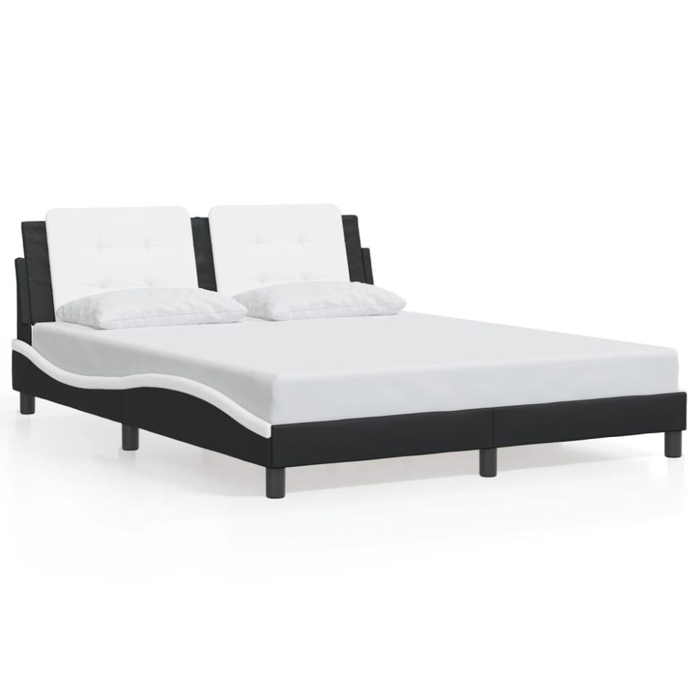 vidaXL Bed Frame with LED Light Black and White 59.8