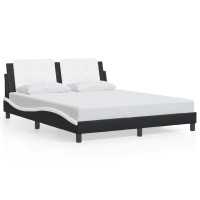 vidaXL Bed Frame with LED Light Black and White 59.8