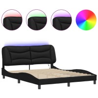 vidaXL Bed Frame with LED Light Black 59.8