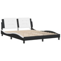 vidaXL Bed Frame with LED Light Black and White 59.8