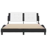 vidaXL Bed Frame with LED Light Black and White 59.8