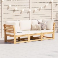 vidaXL 3 Piece Patio Lounge Set with Cushions Solid Wood Acacia