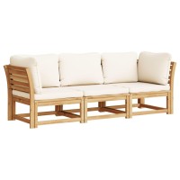 vidaXL 3 Piece Patio Lounge Set with Cushions Solid Wood Acacia