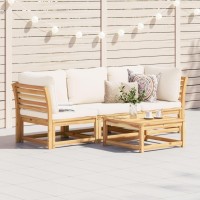 vidaXL 3 Piece Patio Lounge Set with Cushions Solid Wood Acacia