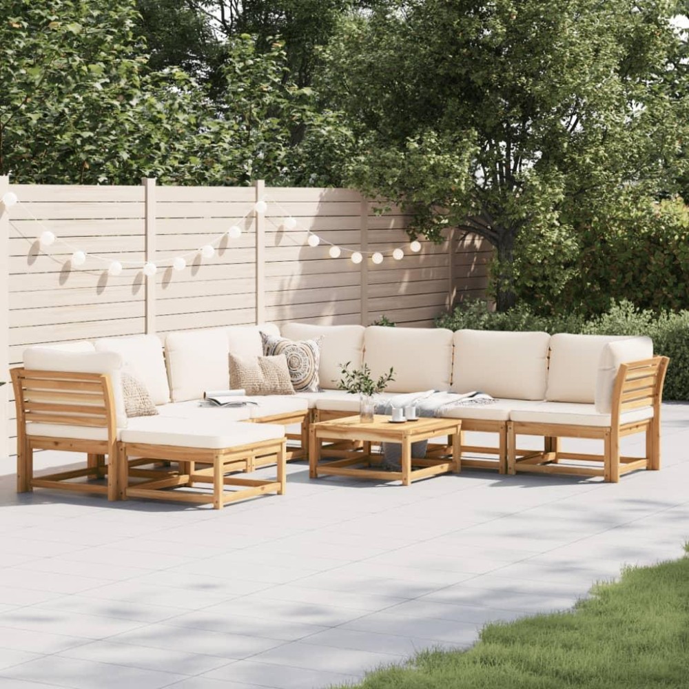 vidaXL 9 Piece Patio Lounge Set with Cushions Solid Wood Acacia