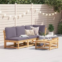 vidaXL 5 Piece Patio Lounge Set with Cushions Solid Wood Acacia