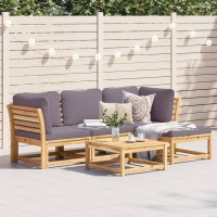 vidaXL 5 Piece Patio Lounge Set with Cushions Solid Wood Acacia