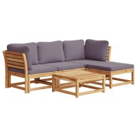 vidaXL 5 Piece Patio Lounge Set with Cushions Solid Wood Acacia