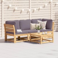 vidaXL 3 Piece Patio Lounge Set with Cushions Solid Wood Acacia