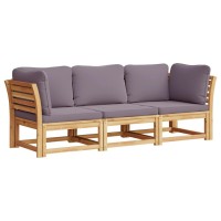 vidaXL 3 Piece Patio Lounge Set with Cushions Solid Wood Acacia