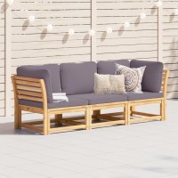 vidaXL 3 Piece Patio Lounge Set with Cushions Solid Wood Acacia