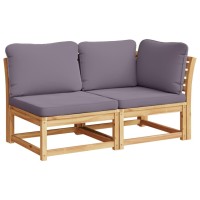 vidaXL 3 Piece Patio Lounge Set with Cushions Solid Wood Acacia